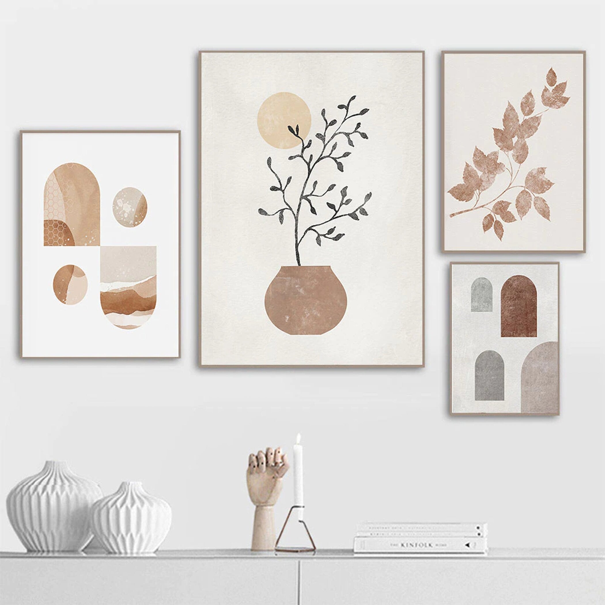 Poster Botanik Bogen Blumen | Bilder Wohnzimmer | Wandbilder Schlafzimmer | Deko Print ohne Rahmen | Bilder Set I Gallerie Wand